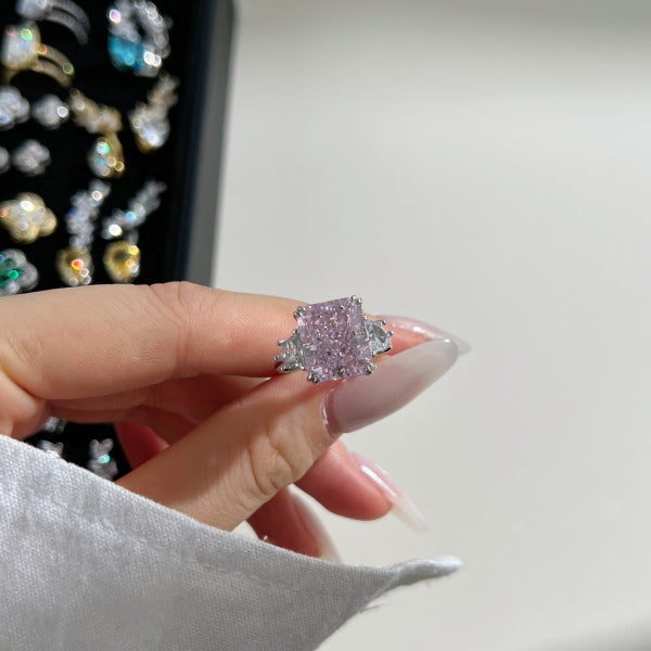 Extra Large Pink Gemstone Silver Ring