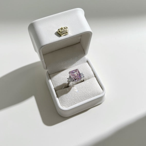 Extra Large Pink Gemstone Silver Ring