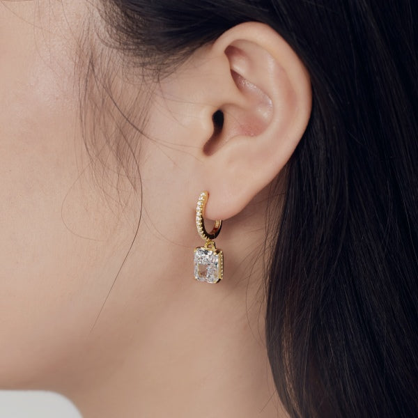 Square Stone Gold Earrings