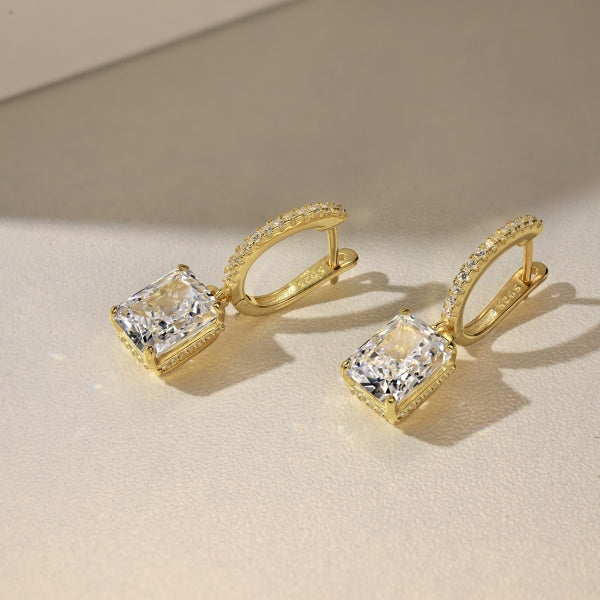 Square Stone Gold Earrings