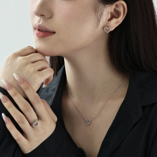 Open Heart Silver Jewelry Set