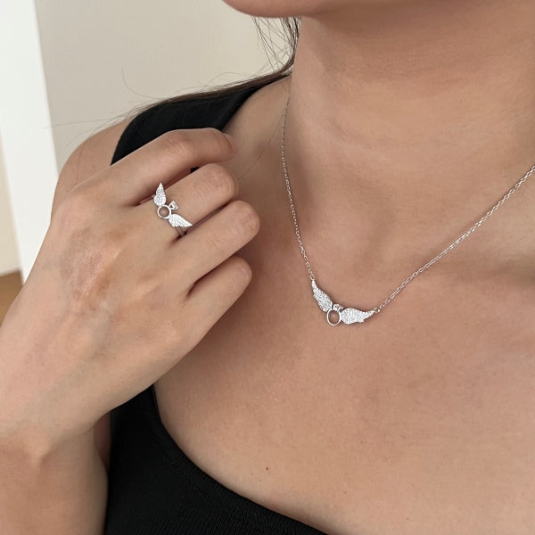 Angelic Ring Silver Necklace