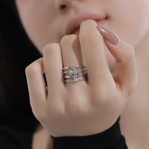 Four Band Cross Ring