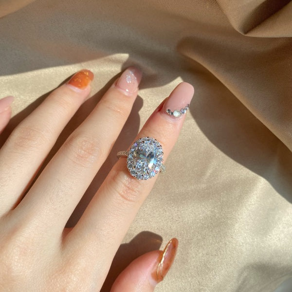 Gleaming Oval Stone Silver Ring