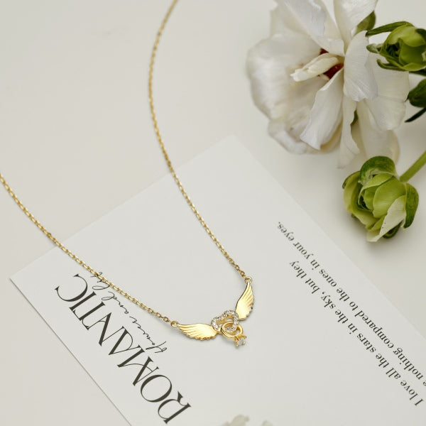 Dangling Ring Angelic Love Gold Necklace