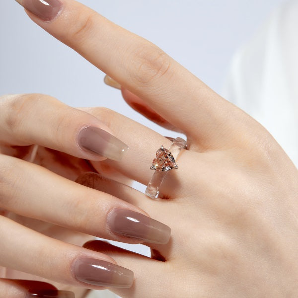 4mm Crystal Ring With Orange Heart Stone