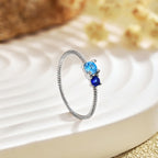 Ultra Thin Banded Blue Gem Silver Ring