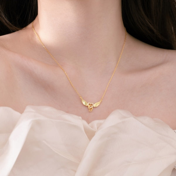 Dangling Ring Angelic Love Gold Necklace