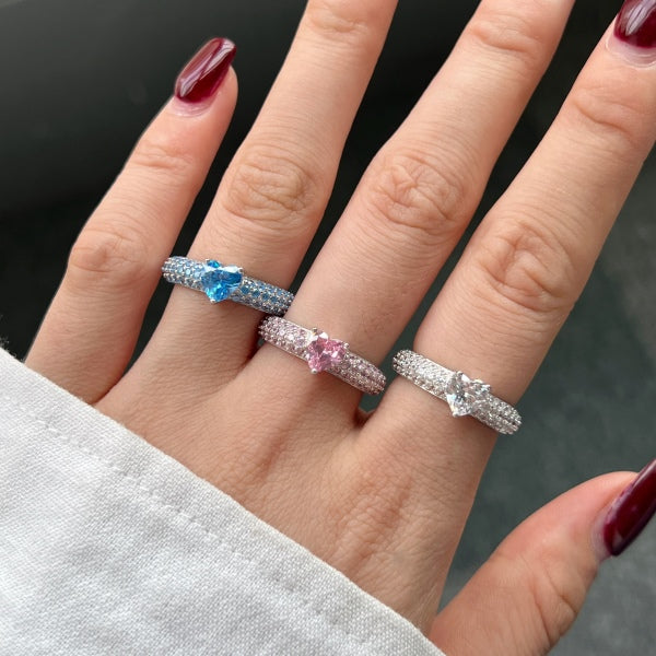 Brilliant Heart Thick Band Ring