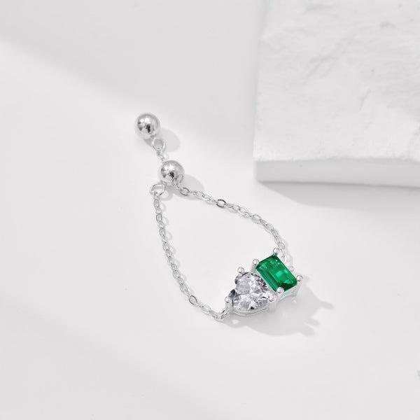 Heart & Emerald Cut Gems Chain Ring