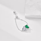 Heart & Emerald Cut Gems Chain Ring