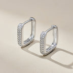 Square Shaped Silver Hoop Earrings