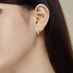 Square Shaped Silver Hoop Earrings