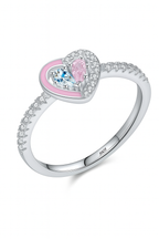Pink Heart Zirconia Ring in Sterling Silver