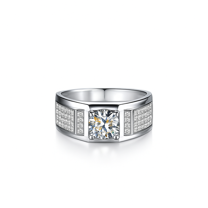 Luxury Unisex 1CT Moissanite Statement Ring in 925 Sterling Silver