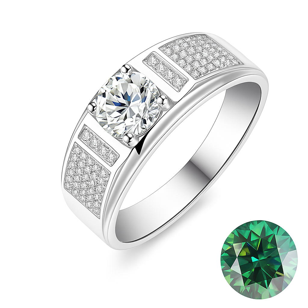Luxury Unisex 1CT Moissanite Statement Ring in 925 Sterling Silver
