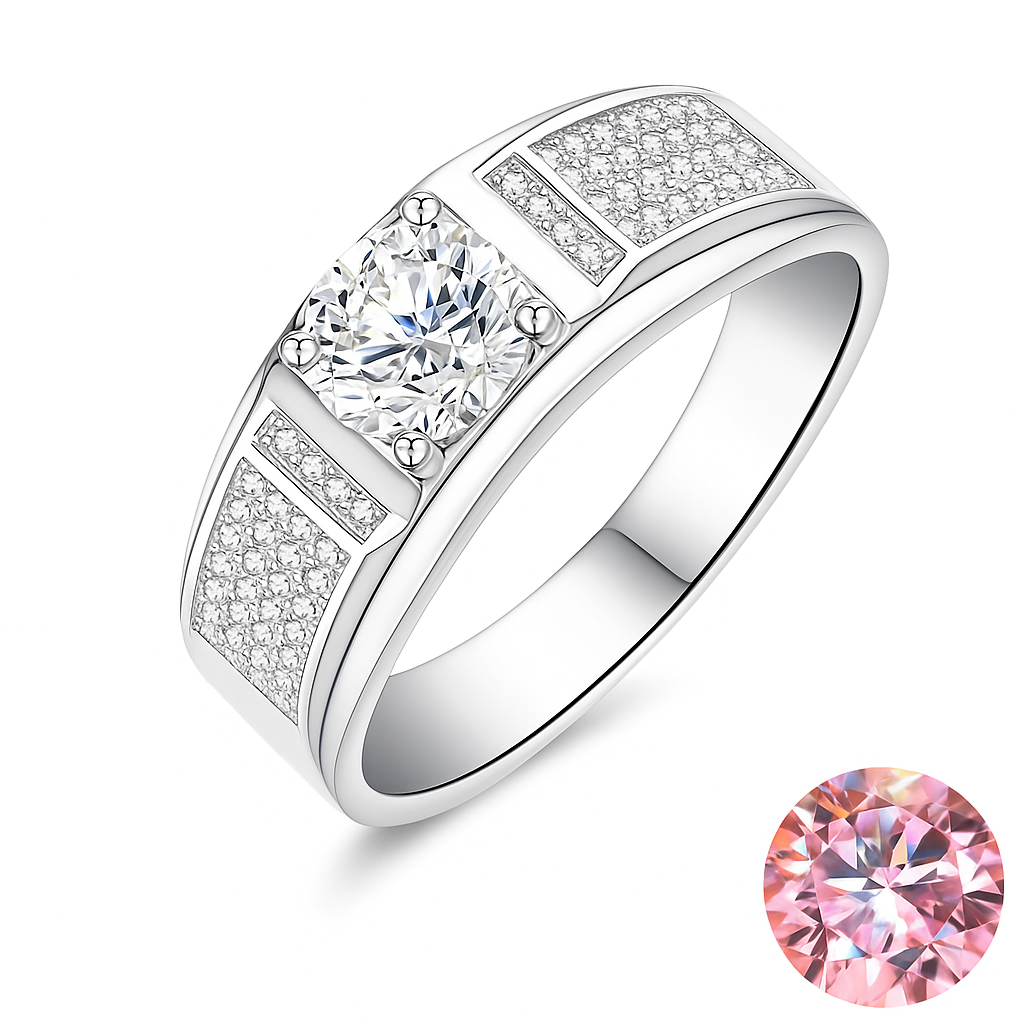 Luxury Unisex 1CT Moissanite Statement Ring in 925 Sterling Silver