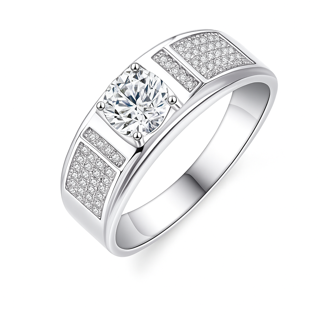 Luxury Unisex 1CT Moissanite Statement Ring in 925 Sterling Silver