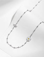 Cross & Daisy Short Choker Necklace