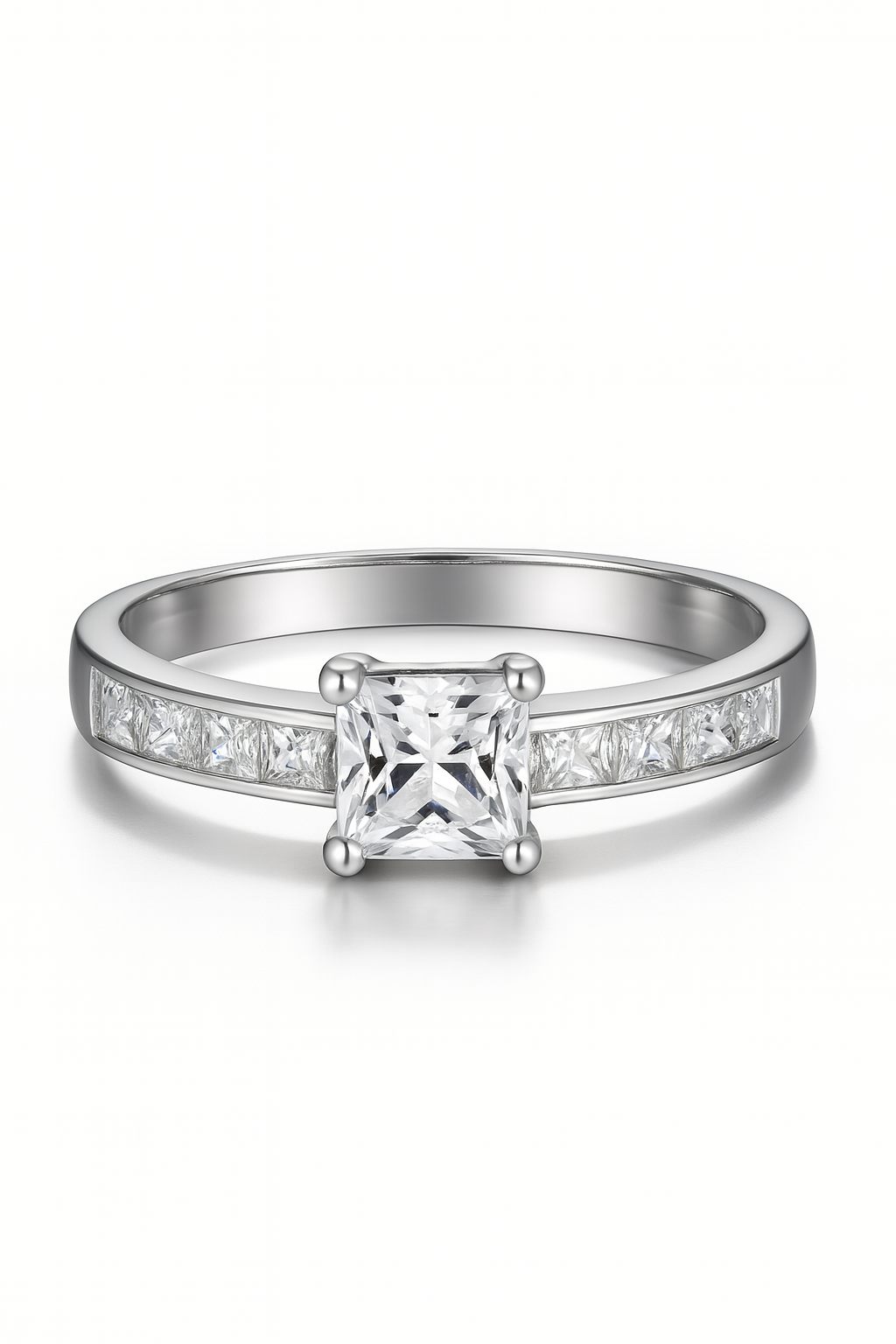 Two-Piece Princess Cut Zirconia Ring Set in Sterling Silver
