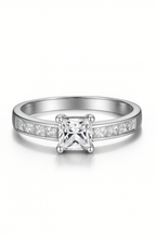 Two-Piece Princess Cut Zirconia Ring Set in Sterling Silver