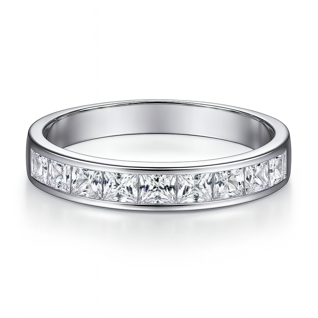 Two-Piece Princess Cut Zirconia Ring Set in Sterling Silver