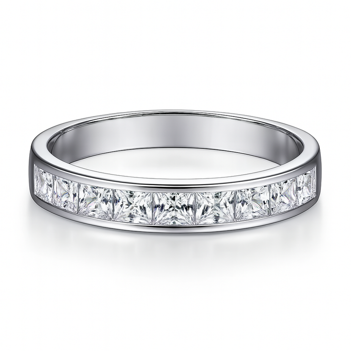 Two-Piece Princess Cut Zirconia Ring Set in Sterling Silver