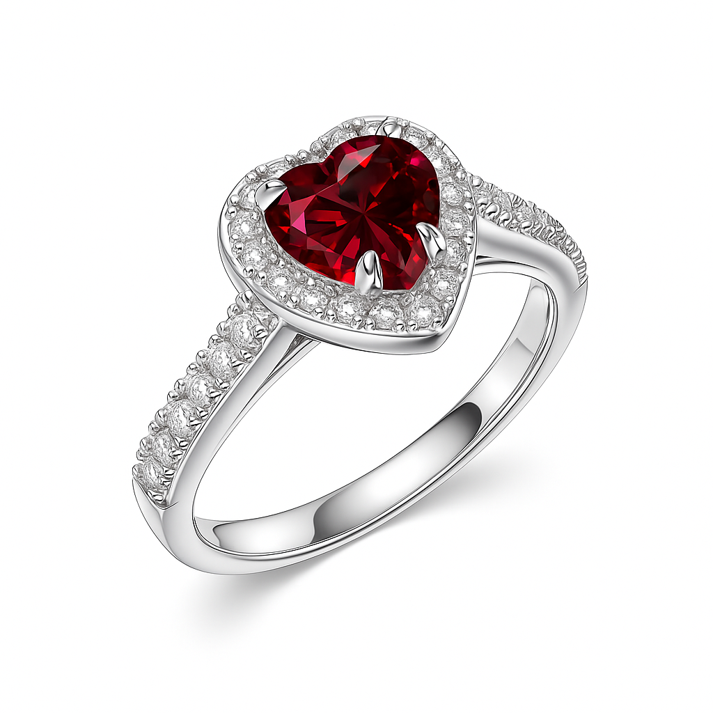 Heart-Cut Zirconia Ring
