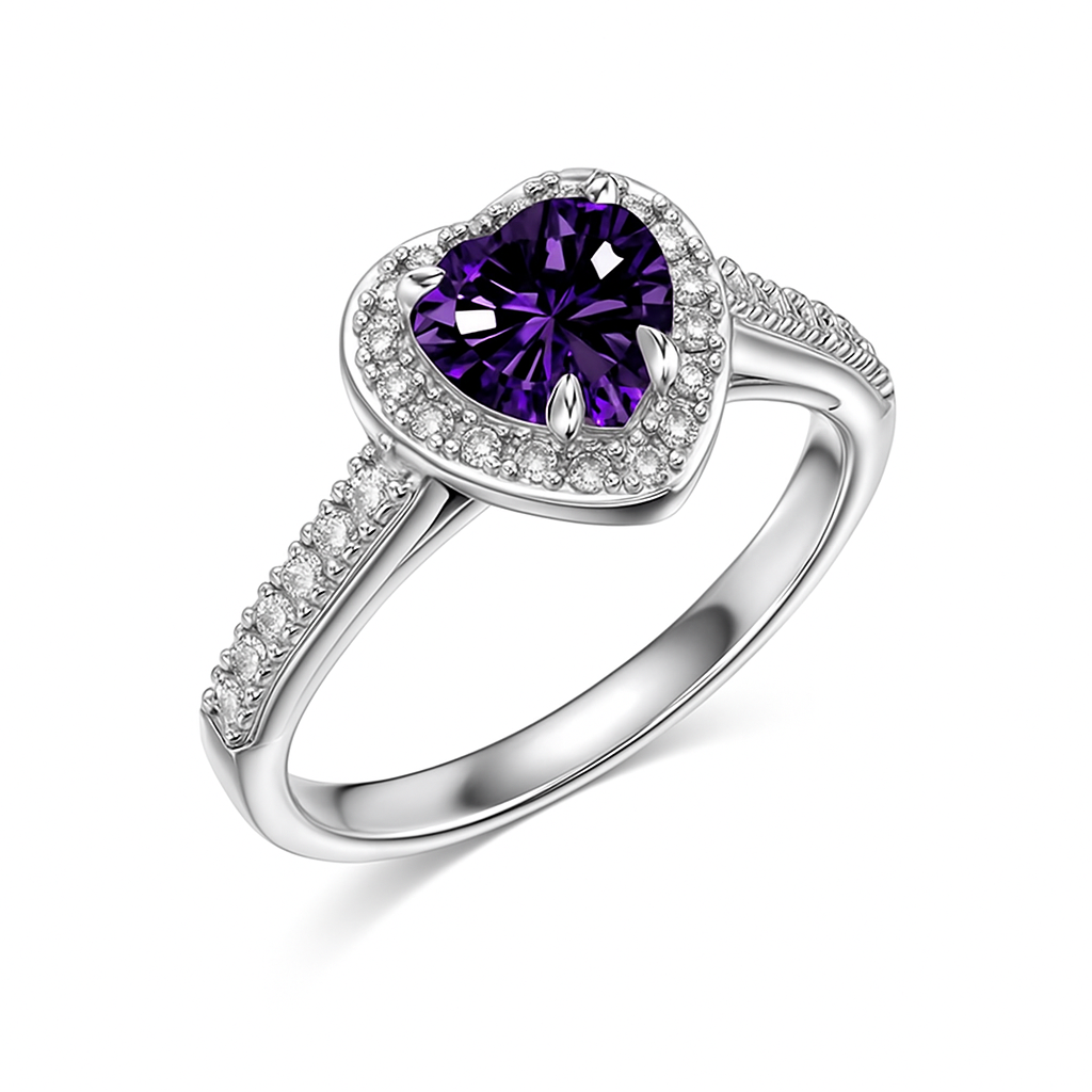 Heart-Cut Zirconia Ring