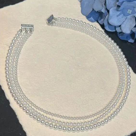 Women's Three-Layer Crystal Pearl Chain Set