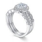 Radiant Halo Stackable Zirconia Ring Set