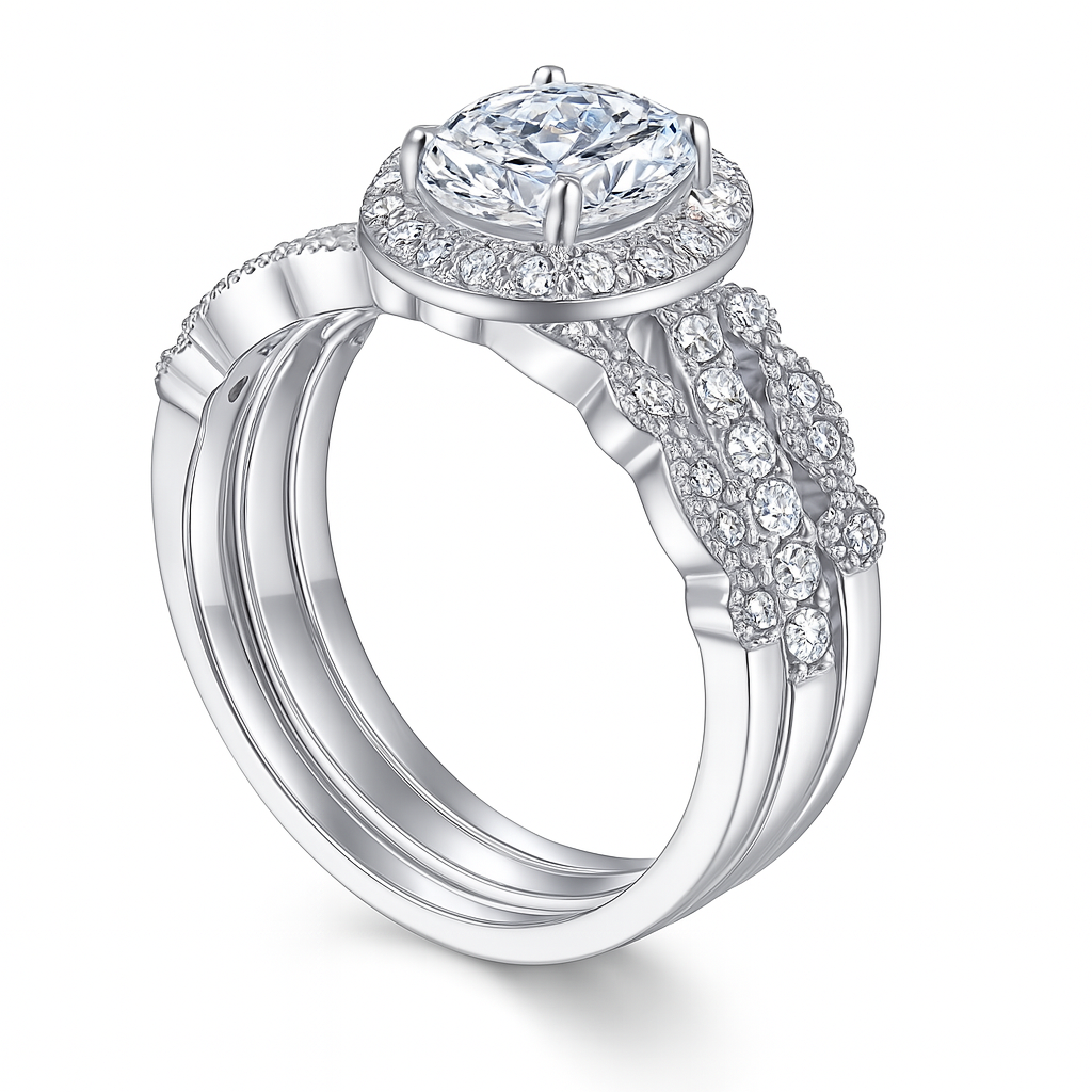 Radiant Halo Stackable Zirconia Ring Set