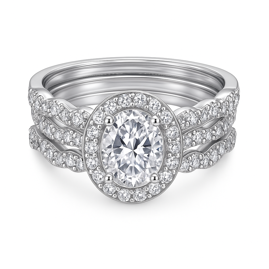 Radiant Halo Stackable Zirconia Ring Set