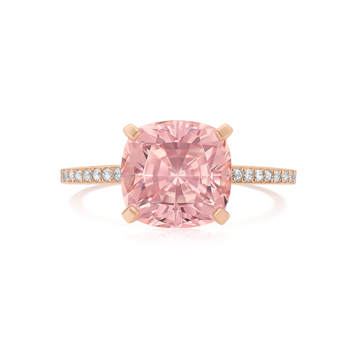 Cushion Cut Zirconia Ring in Sterling Silver or Gold