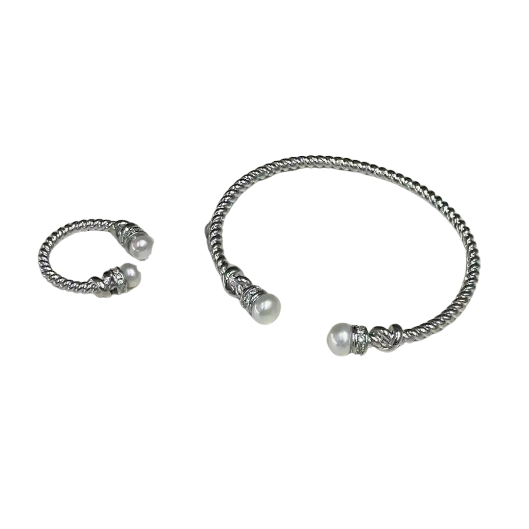 Natural Freshwater Pearl Bracelet and Ring Set