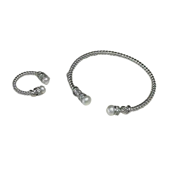 Natural Freshwater Pearl Bracelet and Ring Set
