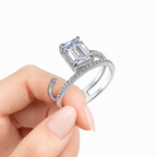 Emerald Cut Clear Zirconia Ring in Sterling Silver