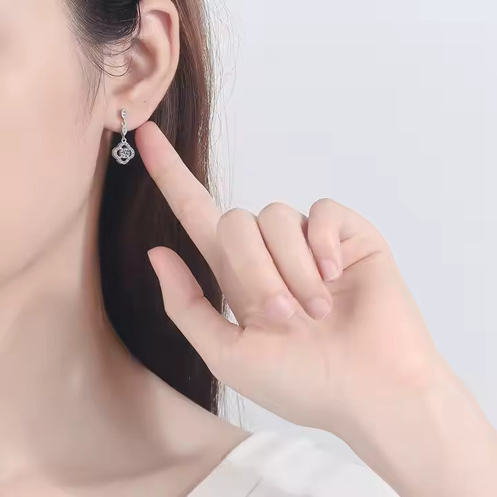 Pendientes de trébol personalizados de joyería fina GRA con moissanita en plata de ley 925, pendientes de moda para mujer.