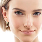 Wholesale 1.7mm Moissanite Paperclip Link Hoop Drop Earrings for Women 925 Sterling Silver Double Hoop Earrings Fine Jewelry