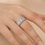 Zirconia Ring with Clear and Pink Stones in Sterling Silver