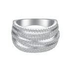 Layered Silver Zirconia Ring in Sterling Silver