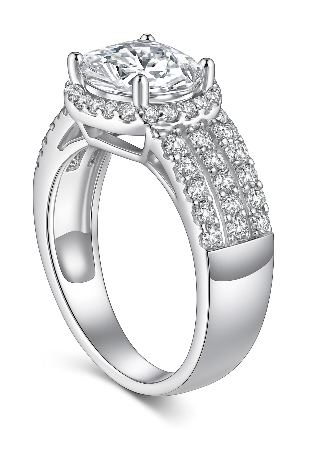 Oval Halo Zirconia Ring in Sterling Silver