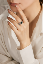 Green Zirconia Ring in Sterling Silver