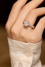 Romantic Platinum Moissanite Ring Brilliant-cut moissanite set in pure 925 silver with a platinum finish.