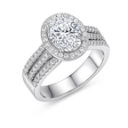 Oval Halo Zirconia Ring in Sterling Silver