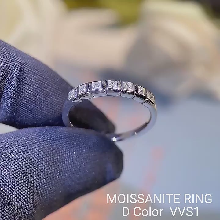 Anillo de cola de princesa de 0,56 quilates, chapado en oro blanco de 18 quilates, con moissanita y diamante, en plata de ley 925 para mujer.